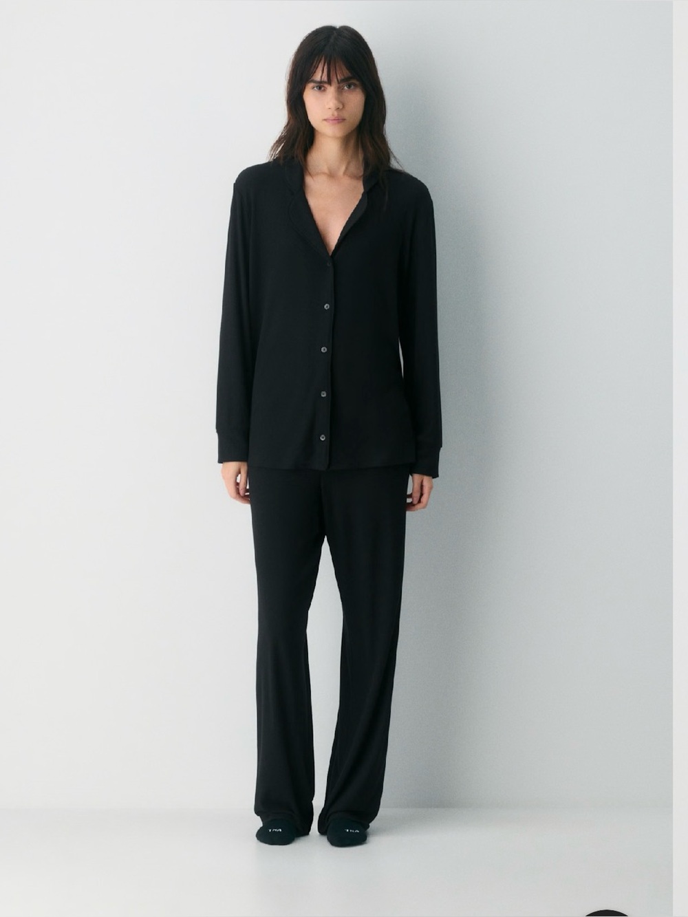 Women's Black Button-Front Pajama Set — Modern Relaxed Fit